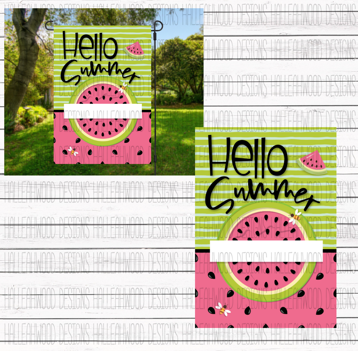 Hello Summer Watermelon Garden Flag Template Halleahwood