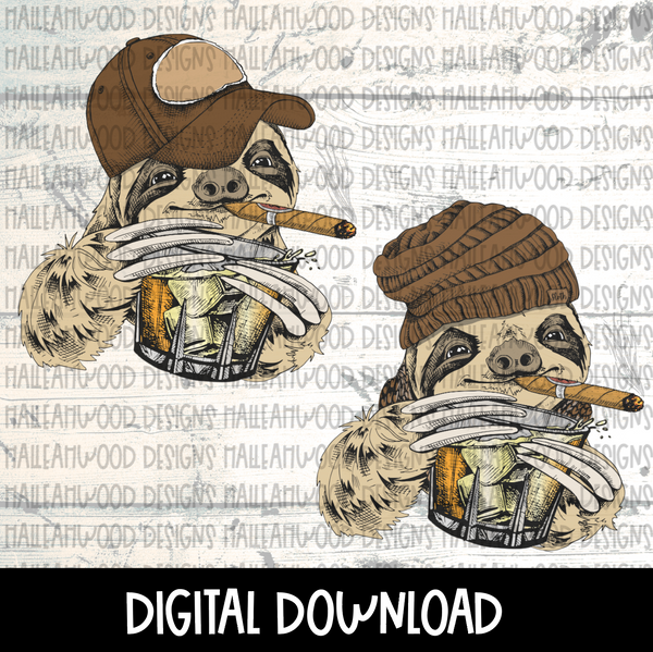 Hipster Sloth- Cigar and Whiskey