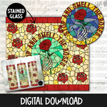 Stained Glass Tumbler- Stop and Smell the Roses