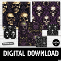 AI Generated Art Seamless Pattern Skulls