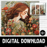 AI Generated Art Embroidered 3D Tumbler Wrap Girls in Flowers