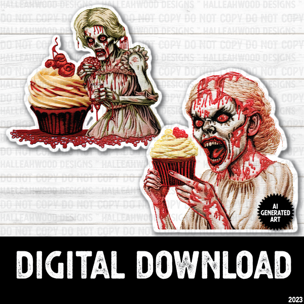 AI Generated Art Embroidered Zombie Cupcake