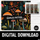 AI Generated Art Embroidered Seamless Pattern Mushrooms 2