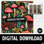 AI Generated Art Embroidered Seamless Pattern Mushrooms 3