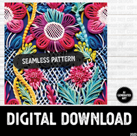 AI Generated Art Embroidered Seamless Pattern Bright Macrame