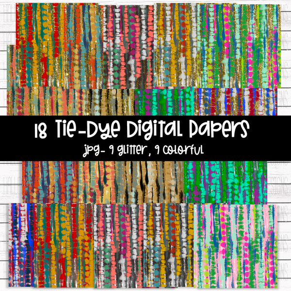 Tie Dye Stripes Digital Papers- BUNDLE