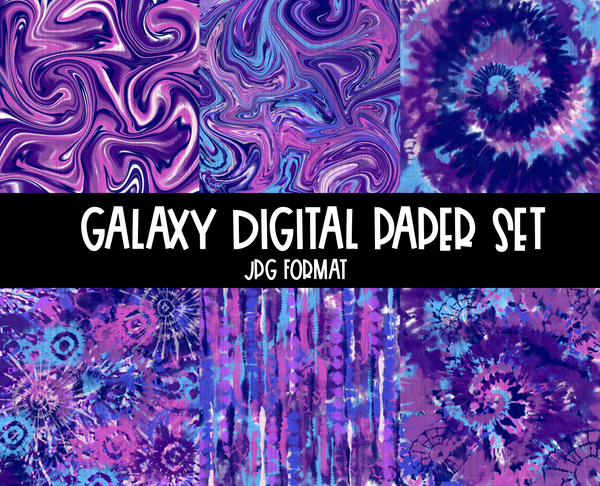 Tie Dye Galaxy Colors- Digital Papers- BUNDLE