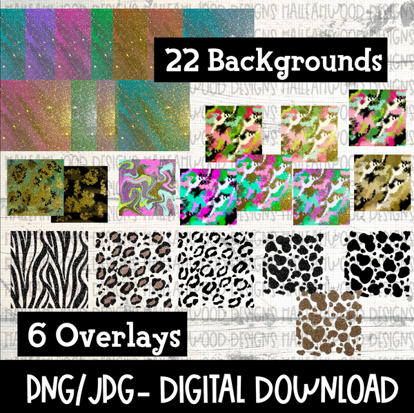 Animal Print and Glitter- Digital Papers- BUNDLE