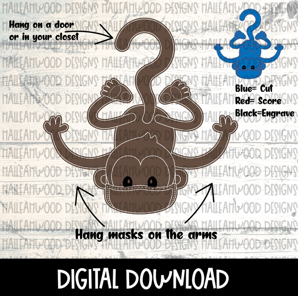 Monkey Mask Holder- Cut File- Glowforge