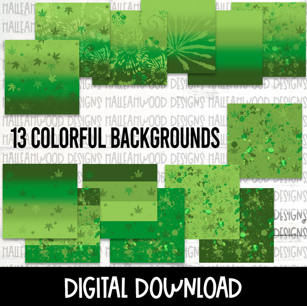 Cannabis Green- Digital Papers- BUNDLE