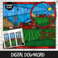 Stained Glass Tumbler and Round- Happy Farm