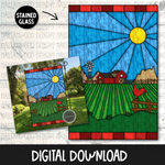 Stained Glass Garden Flag- Happy Farm