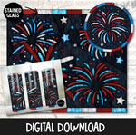 Stained Glass Tumbler and Round- Fireworks