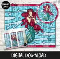 Stained Glass Tumbler and Round- Mermaid