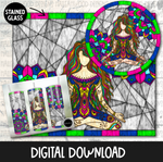 Stained Glass Tumbler and Round - Zen Girl Bright