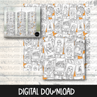 Halloween Movie Cards and Seamless Pattern