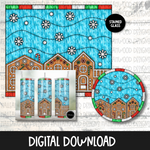 Stained Glass Gingerbread Houses Tumbler and Round