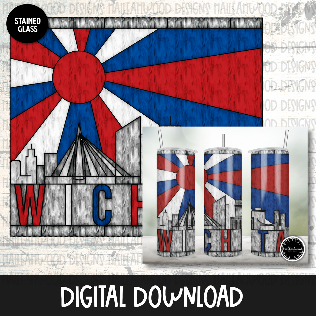 Stained Glass City Skyline Wichita KS Halleahwood