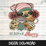 Christmas Sloth- Eat, Sleep and be Merry Pastel