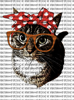 Colorful Cat with Bandana and Glasses