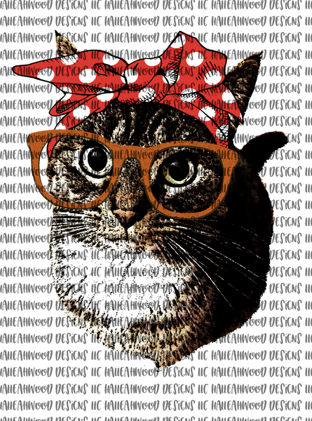 Colorful Cat with Bandana and Glasses
