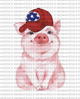 Watercolor pig- with hat