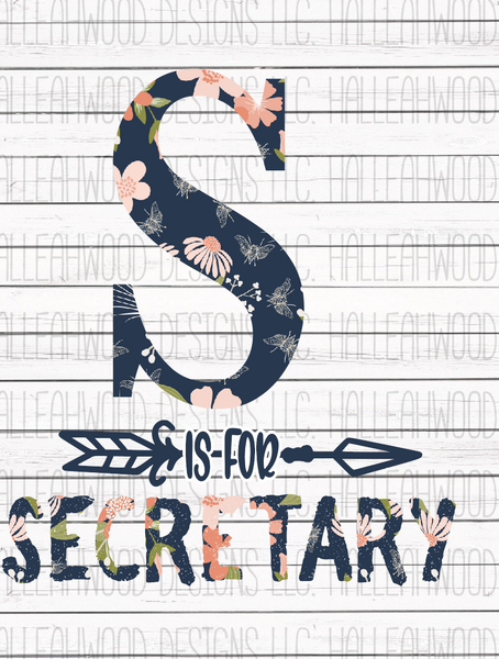 S is for secretary floral