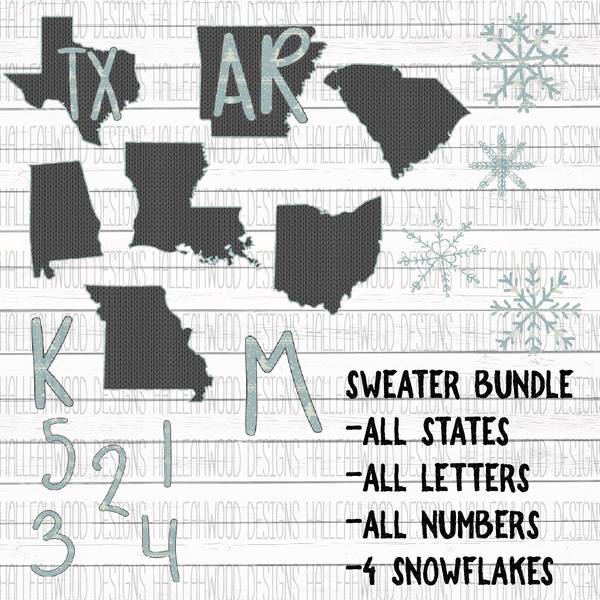 Sweater States Letters and Numbers- BUNDLE