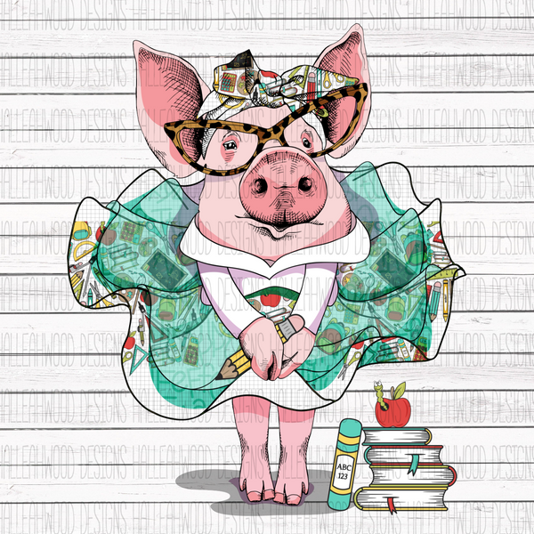 Fancy Teacher Pig – Halleahwood - Main Image