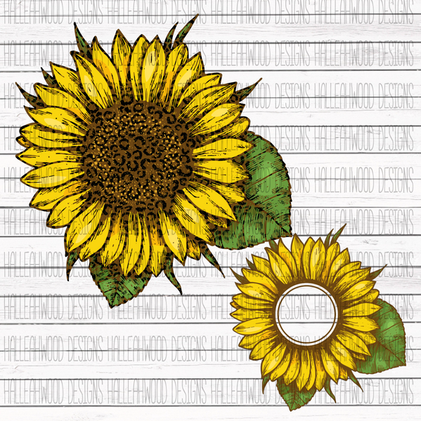 Sunflower Monogram and Leopard Sunflower