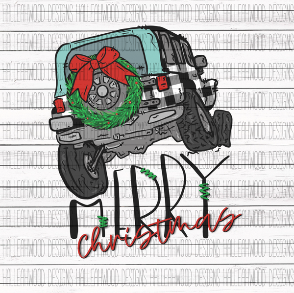 Merry Christmas Jeep- Plaid
